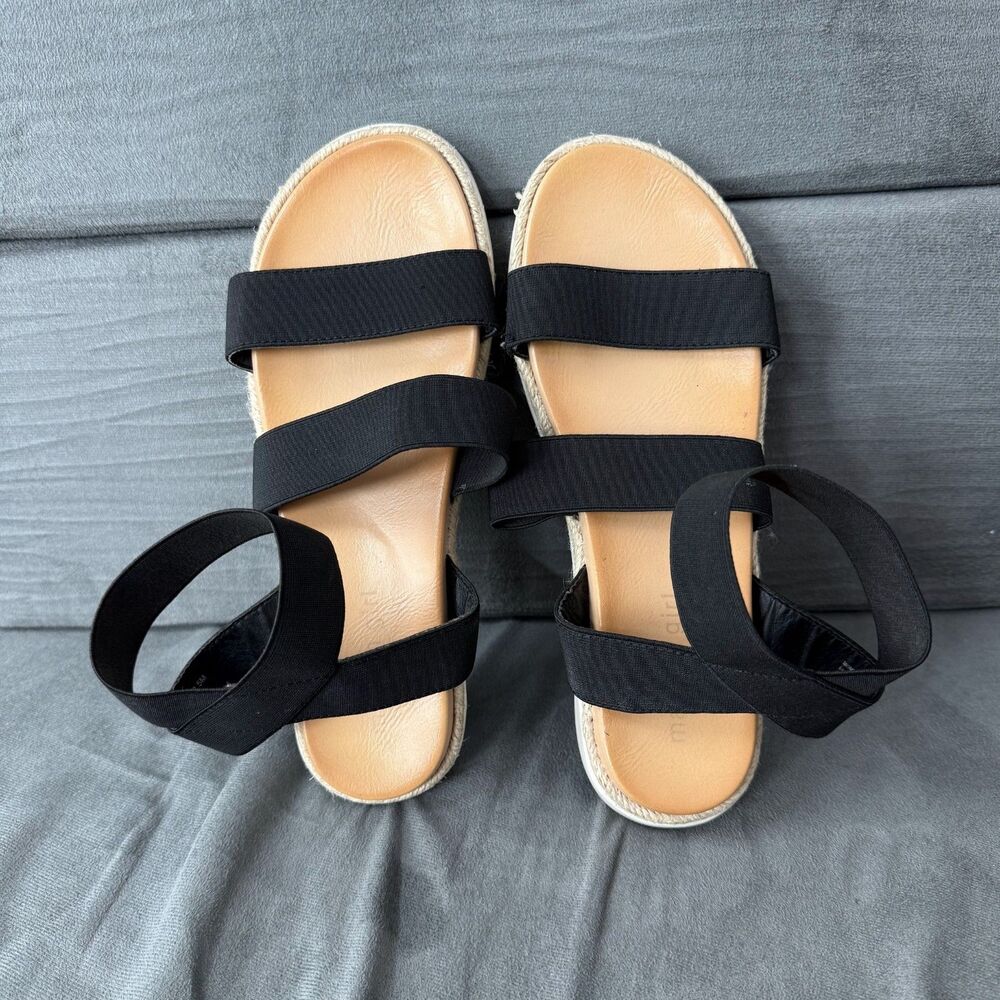 Madden Girl Womens Strappy Ankle Wrap Sandals Size 8.5 Summer Elastic Black